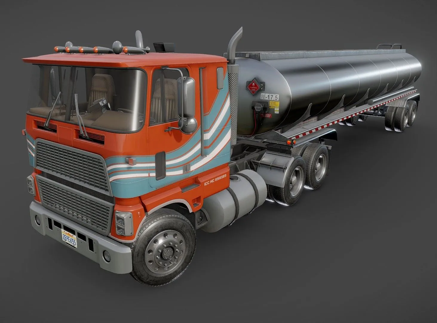 PBR Game 3D Models – Industrial Cabover Tanker Semitruck