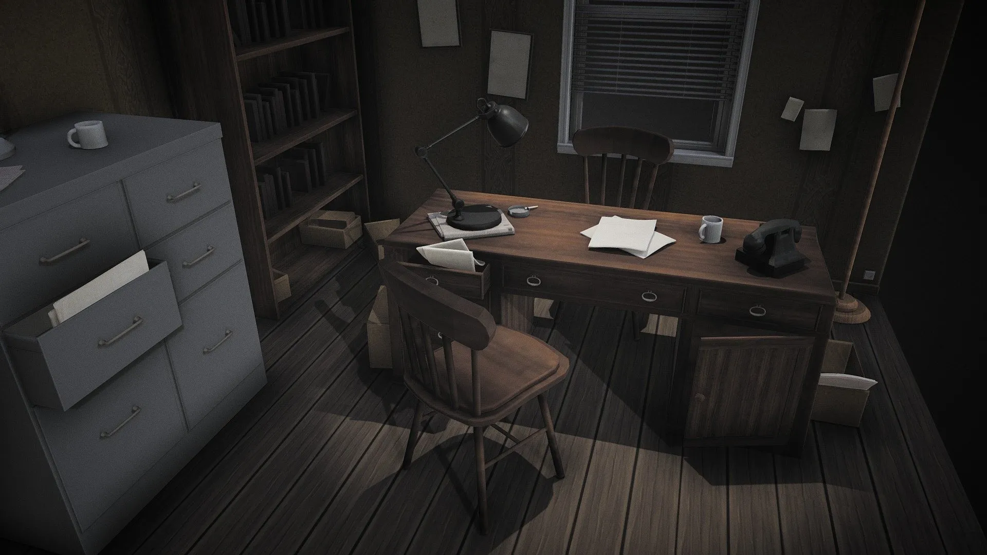 PBR Game 3D Models – Investigator Office Colored Version