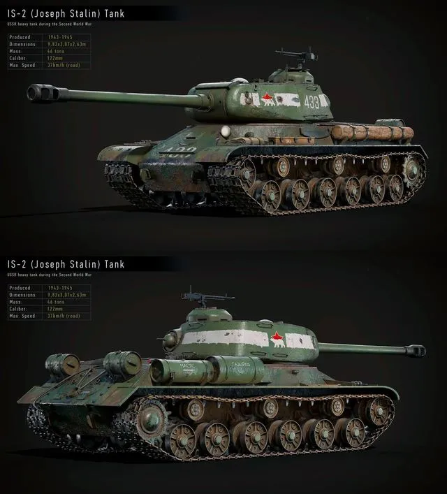 PBR Game 3D Models – IS-2 Tank