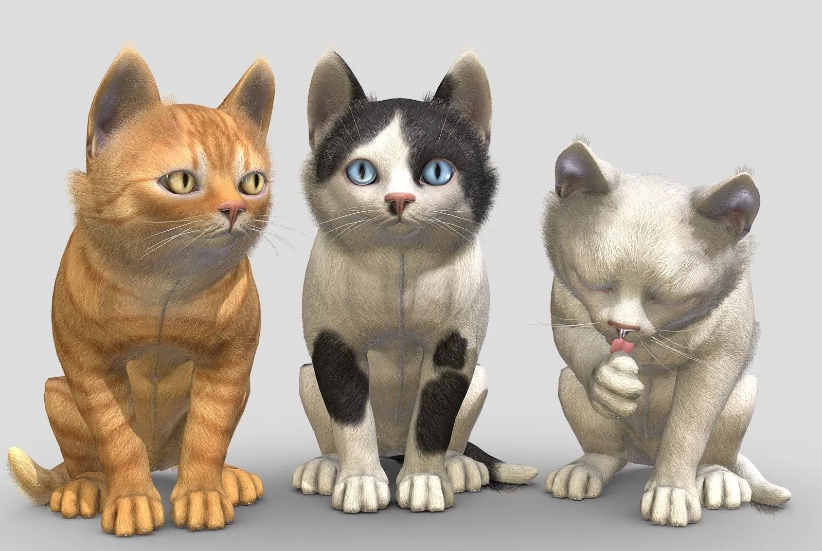 PBR Game 3D Models – Kittens Simple Pack