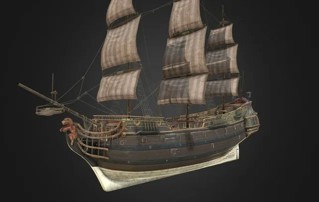 PBR Game 3D Models – Large Medieval Ship
