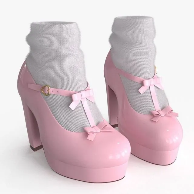PBR Game 3D Models – Lolita Kawaii Platform Vintage Shoes