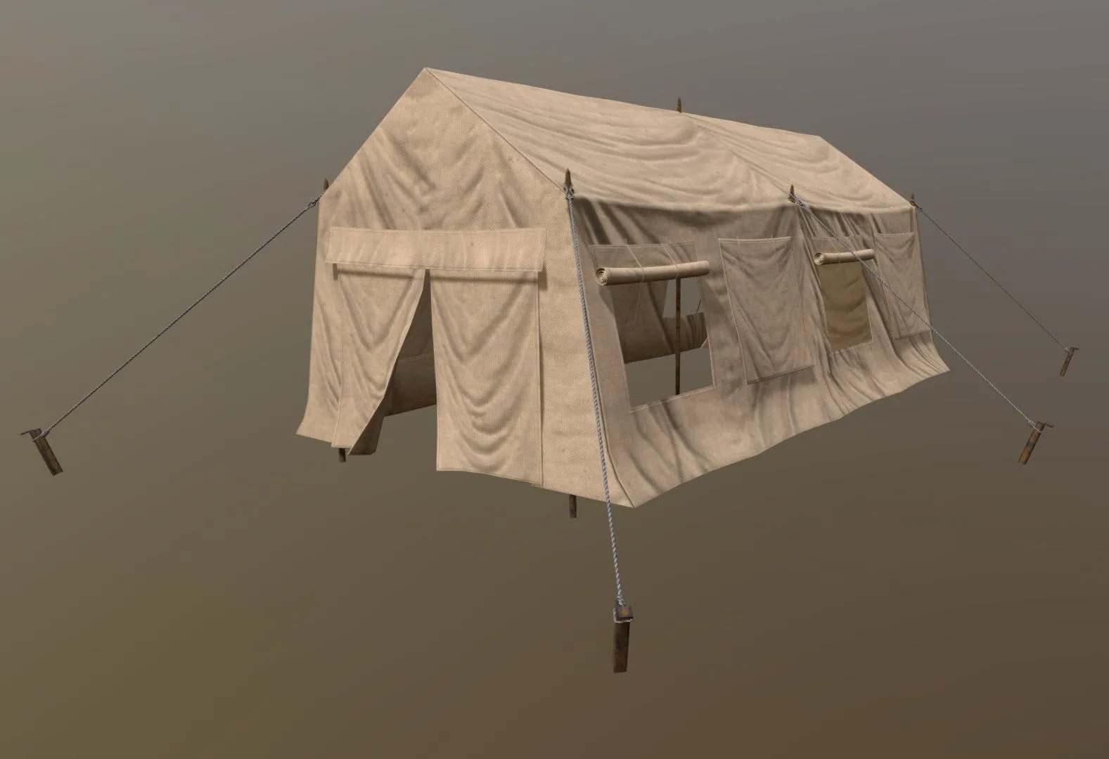 PBR Game 3D Models – Low Poly Military Tent 03