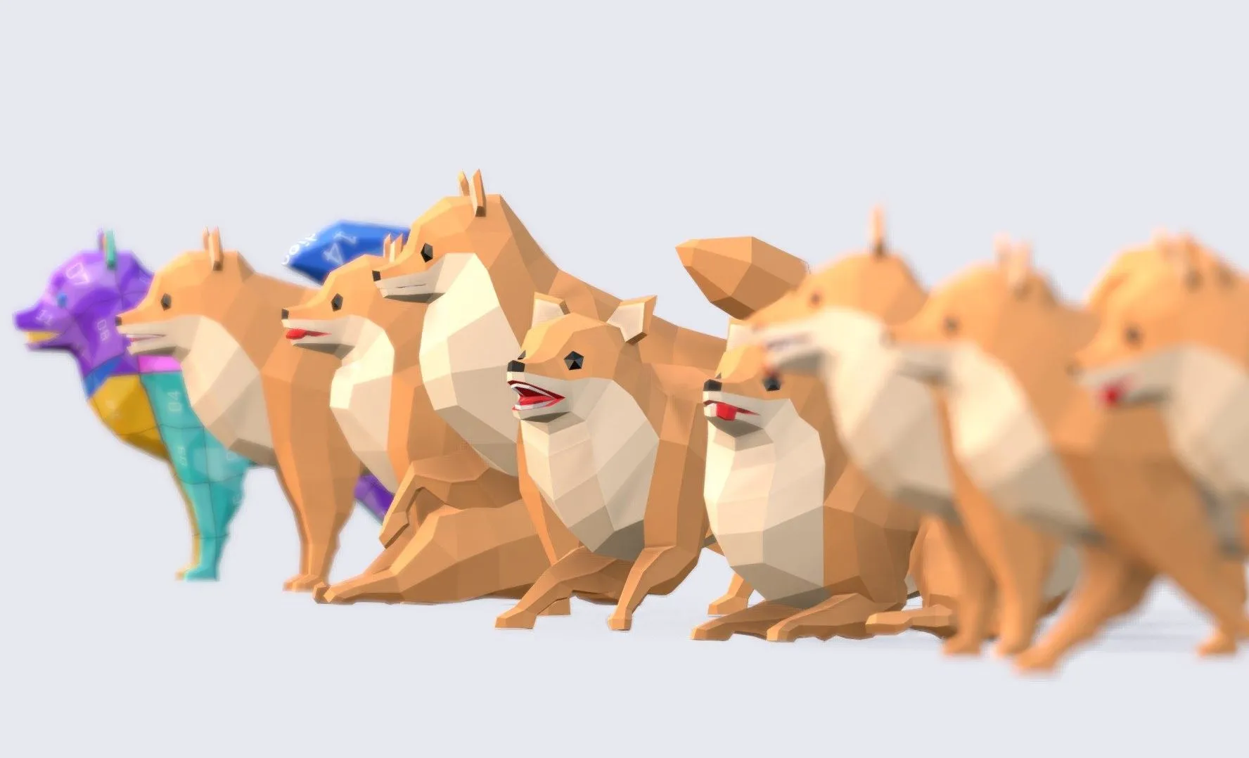 PBR Game 3D Models – Low Poly Pomeranian Dog