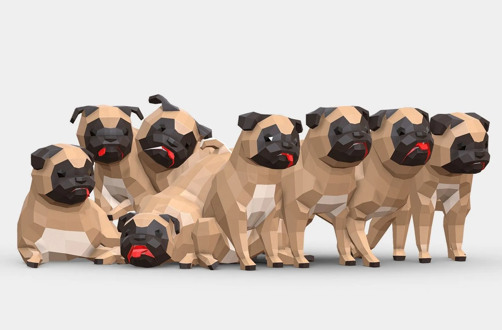 PBR Game 3D Models – Low Poly Pug Dog