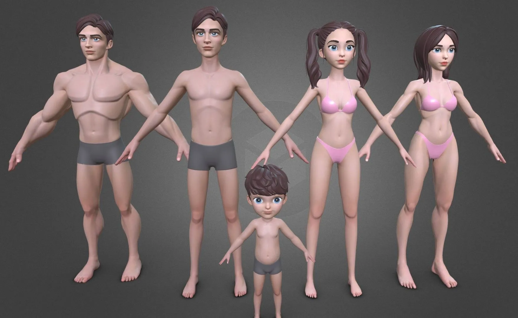 PBR Game 3D Models – Lowpoly Pixar Cartoon Stylized Basemesh