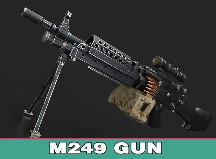 PBR Game 3D Models – M249 machine gun