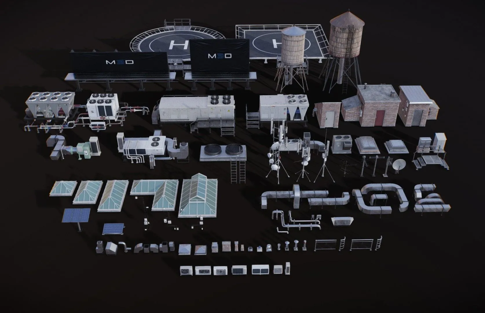 PBR Game 3D Models – M3d Rooftop Props Collection