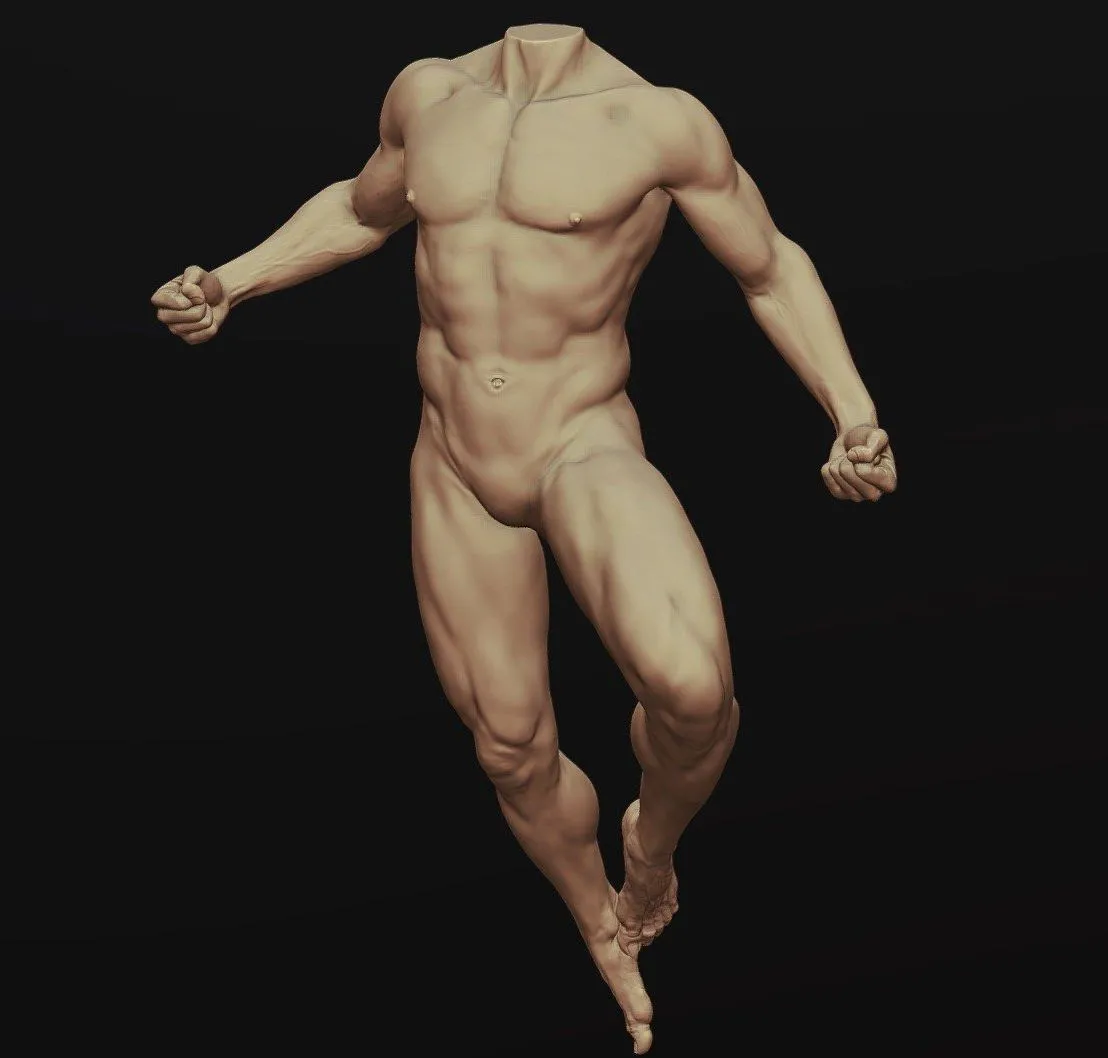 PBR Game 3D Models – Male Full Body Sculpt Pose 10