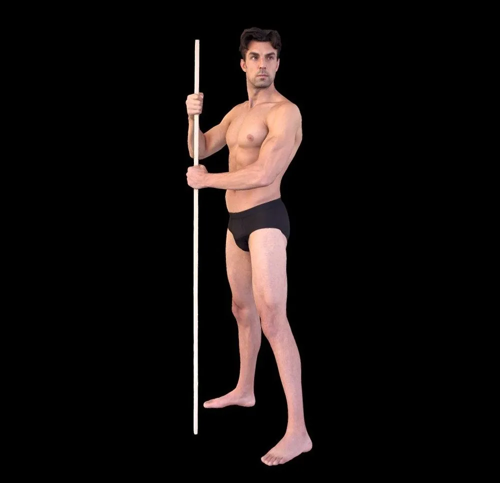 PBR Game 3D Models – Male Scan Dan 010 Holding A Stick