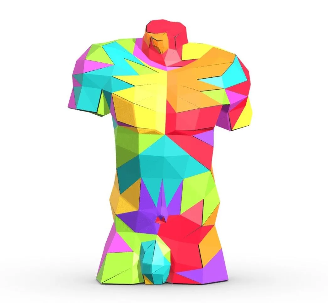 PBR Game 3D Models – Man Torso Papercraft Pattern