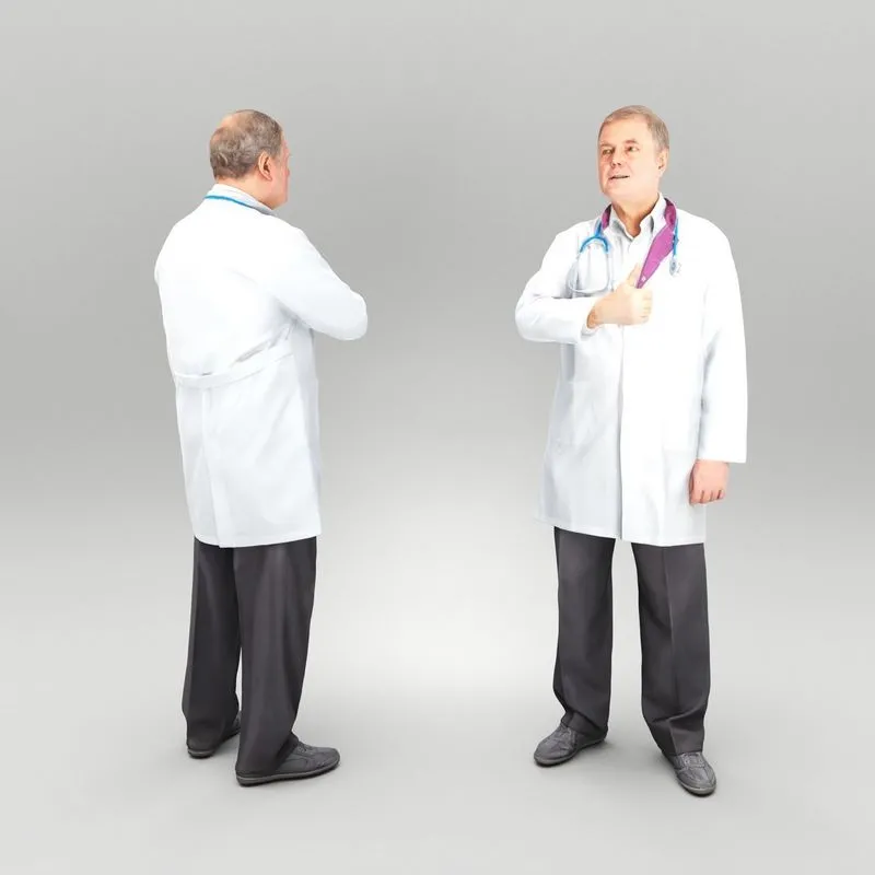 PBR Game 3D Models – Mature doctor with thumb up 384