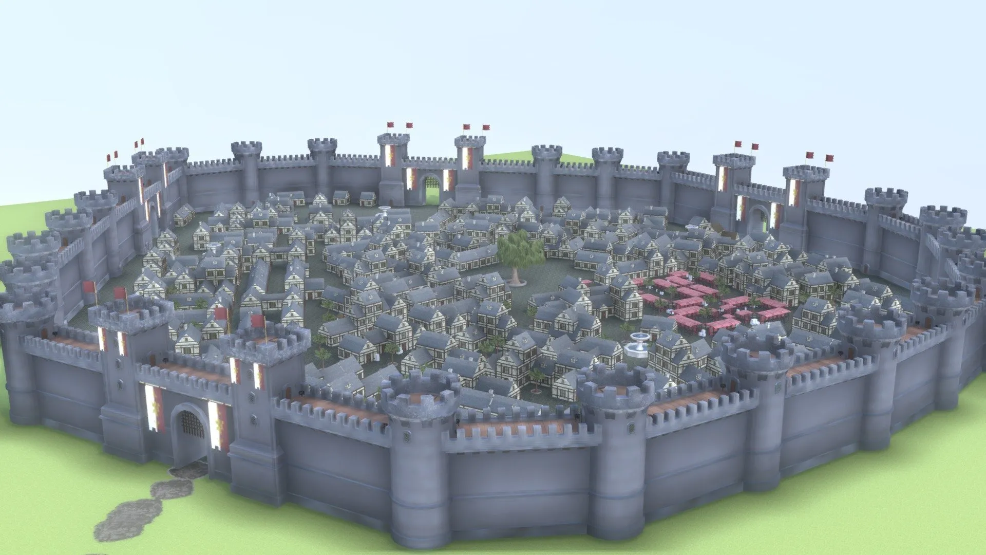 PBR Game 3D Models – Medieval Modular City Realistic Wip