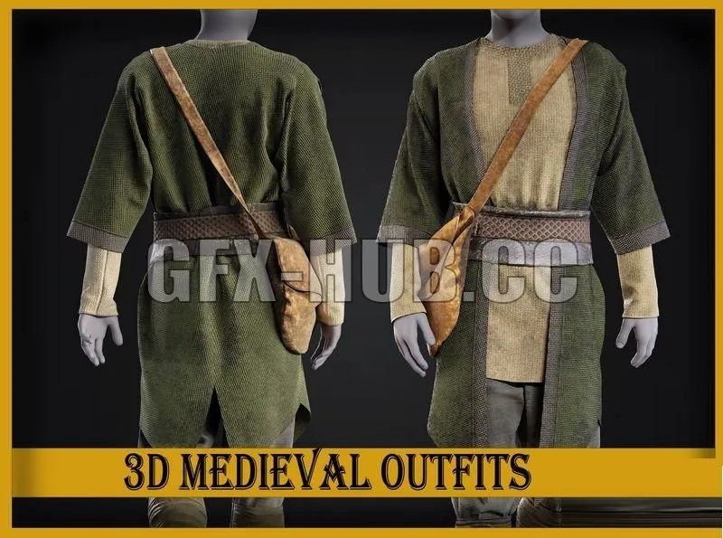PBR Game 3D Models – Medieval renaissance farmer peasant clothes man outfit