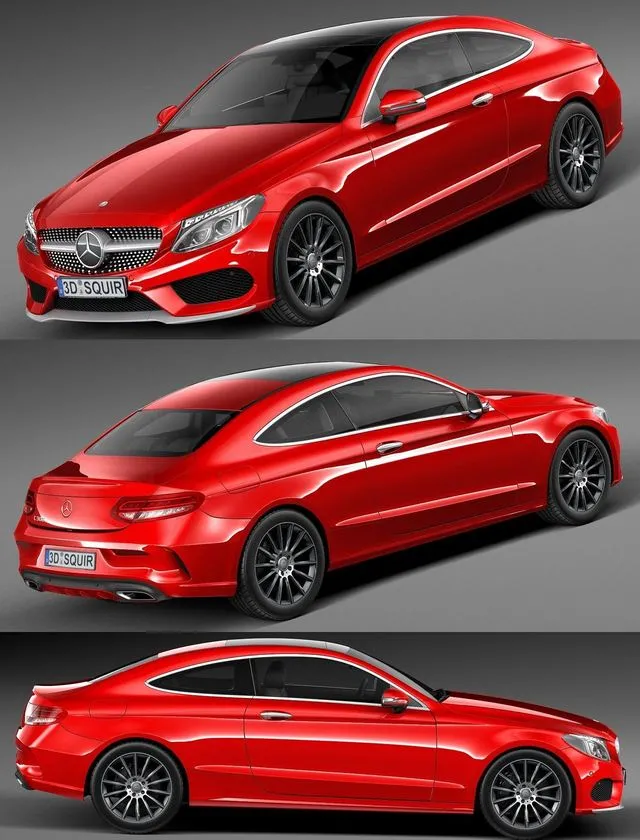 PBR Game 3D Models – Mercedes-Benz C-class Coupe 2017