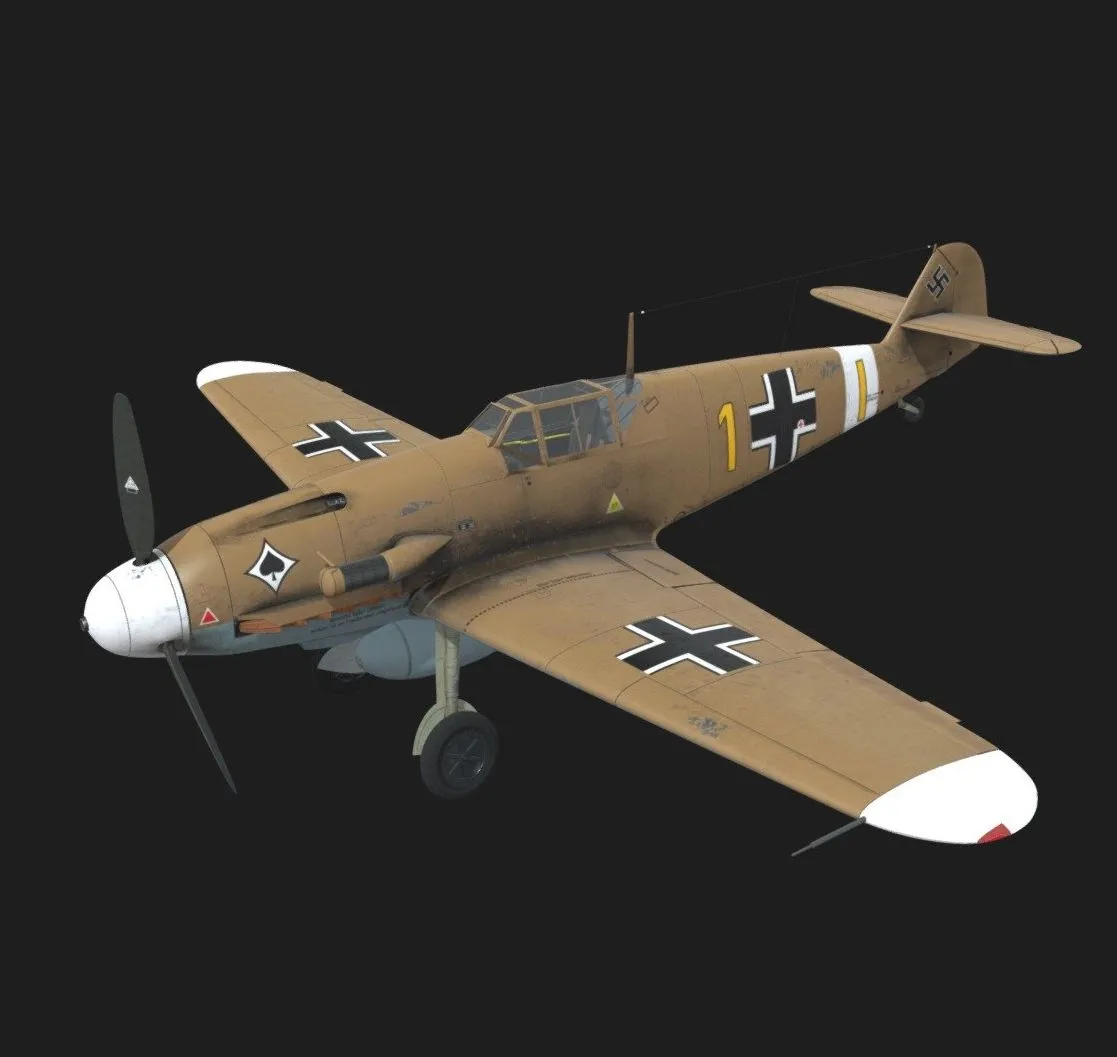PBR Game 3D Models – Messerschmitt Bf109f4 Trop 9 Jg53