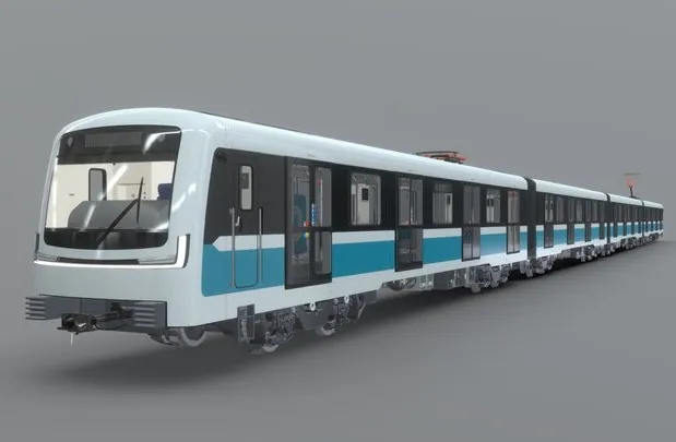 PBR Game 3D Models - Metro Train (With A Pantograph) [Full Interior]