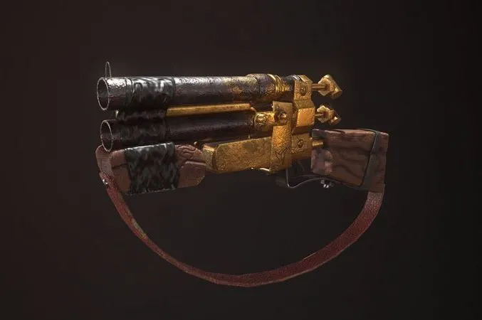 PBR Game 3D Models – Mini Gold Shotgun