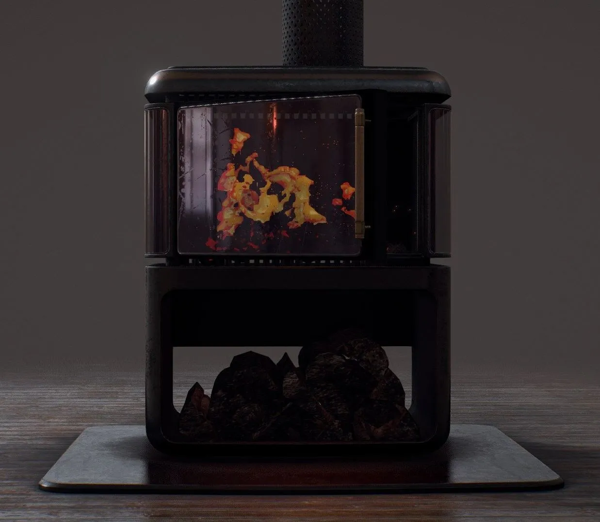 PBR Game 3D Models – Modern Fireplace Hearthstone