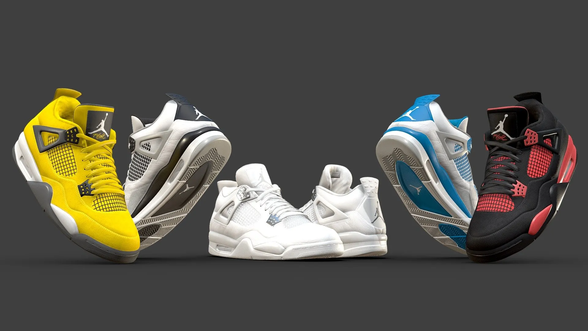PBR Game 3D Models – Nike Air Jordan 4 Variety Pack