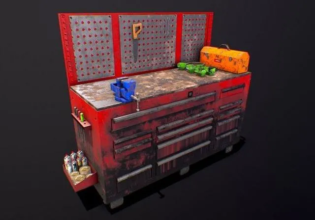 PBR Game 3D Models – Old Workbench