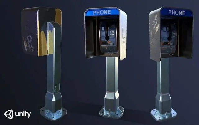 PBR Game 3D Models – Payphone Low-poly
