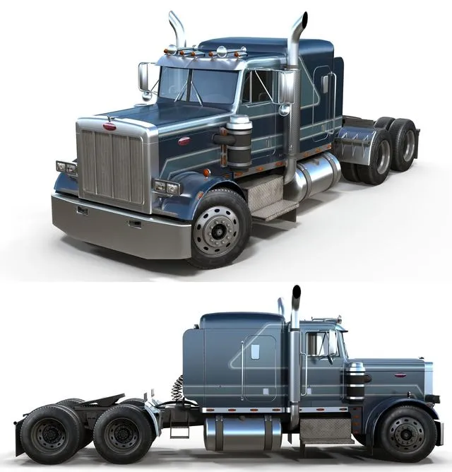 PBR Game 3D Models – Peterbilt 359 semitruck
