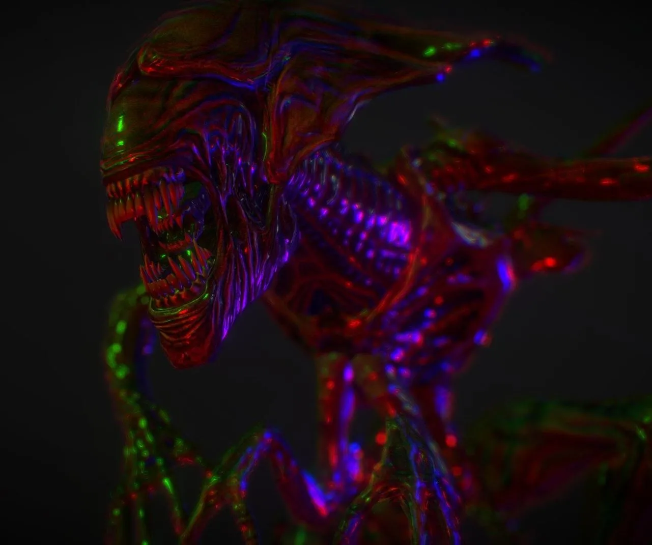 PBR Game 3D Models – Realistic Xenomorph Queen Rig