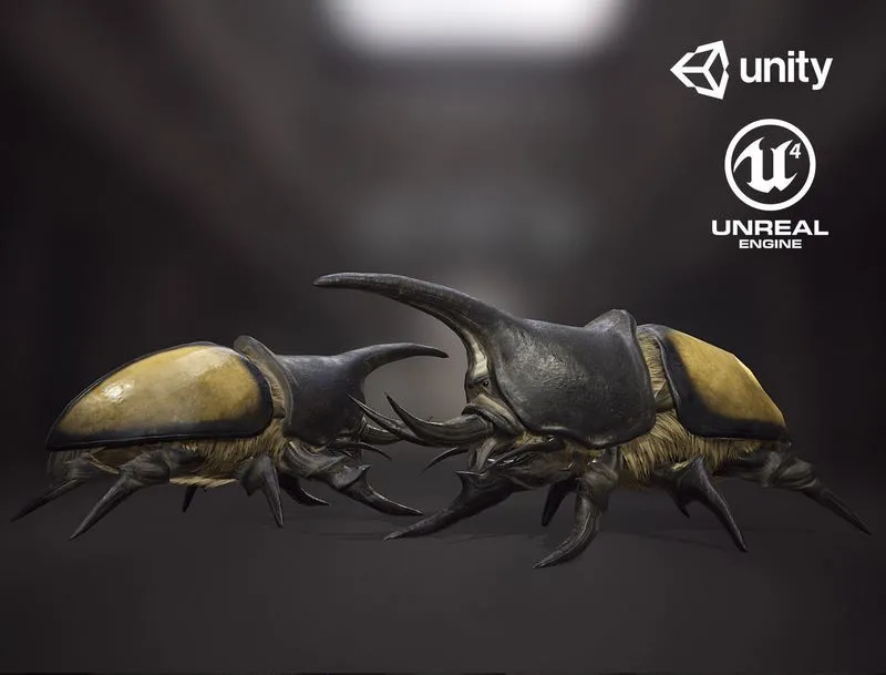 PBR Game 3D Models – Rhinoceros beetle