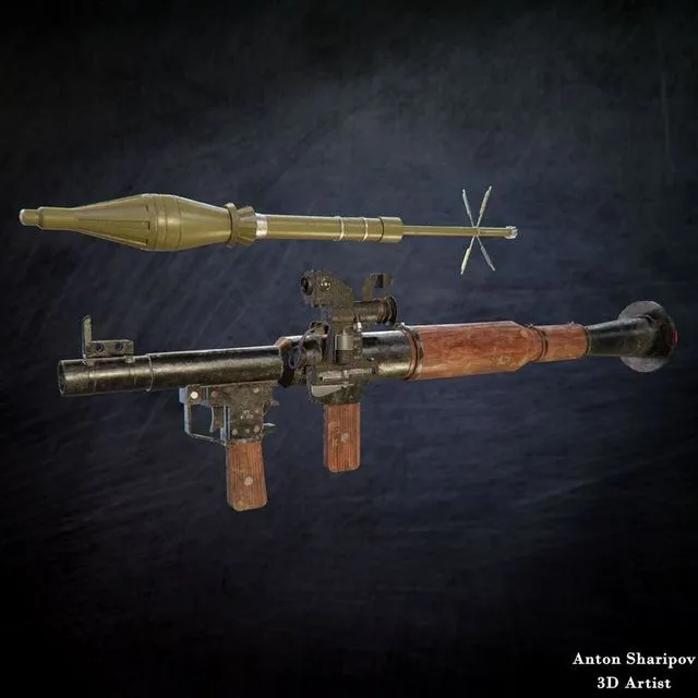 PBR Game 3D Models – RPG 7 and PSO Scope