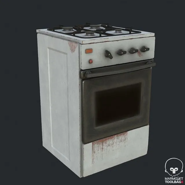 PBR Game 3D Models – Rusty Old Stove – Cooker – Oven