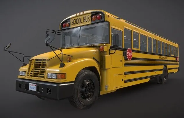 PBR Game 3D Models – School Bus   Low Poly
