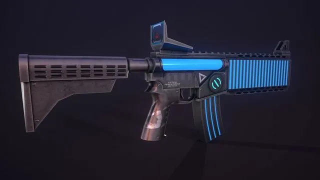 PBR Game 3D Models – Sci-Fi Blue Knight Riffle