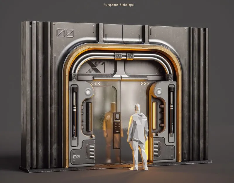 PBR Game 3D Models – Sci-fi Door X1
