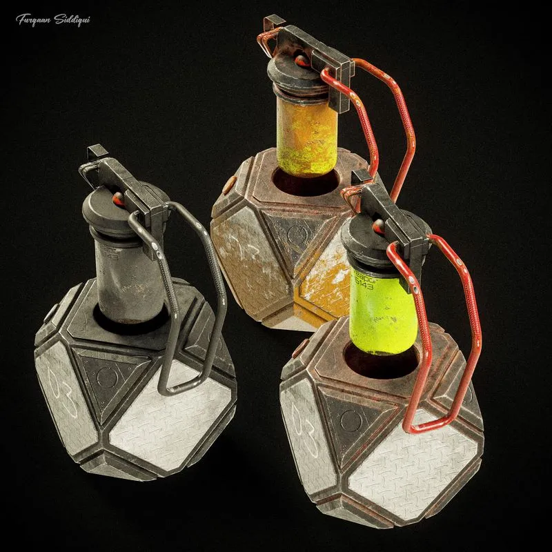PBR Game 3D Models – Sci-fi Grenade V5