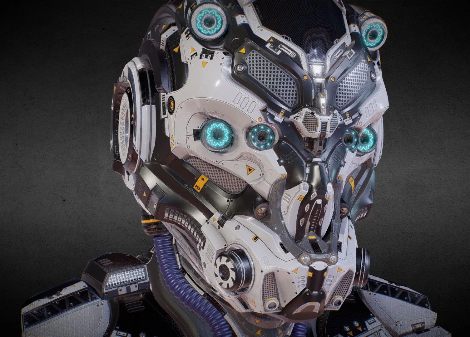 PBR Game 3D Models – Sci Fi Helmet Blue Neon Jonathan Benainous