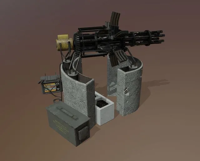 PBR Game 3D Models – Scrap Gatling Gun
