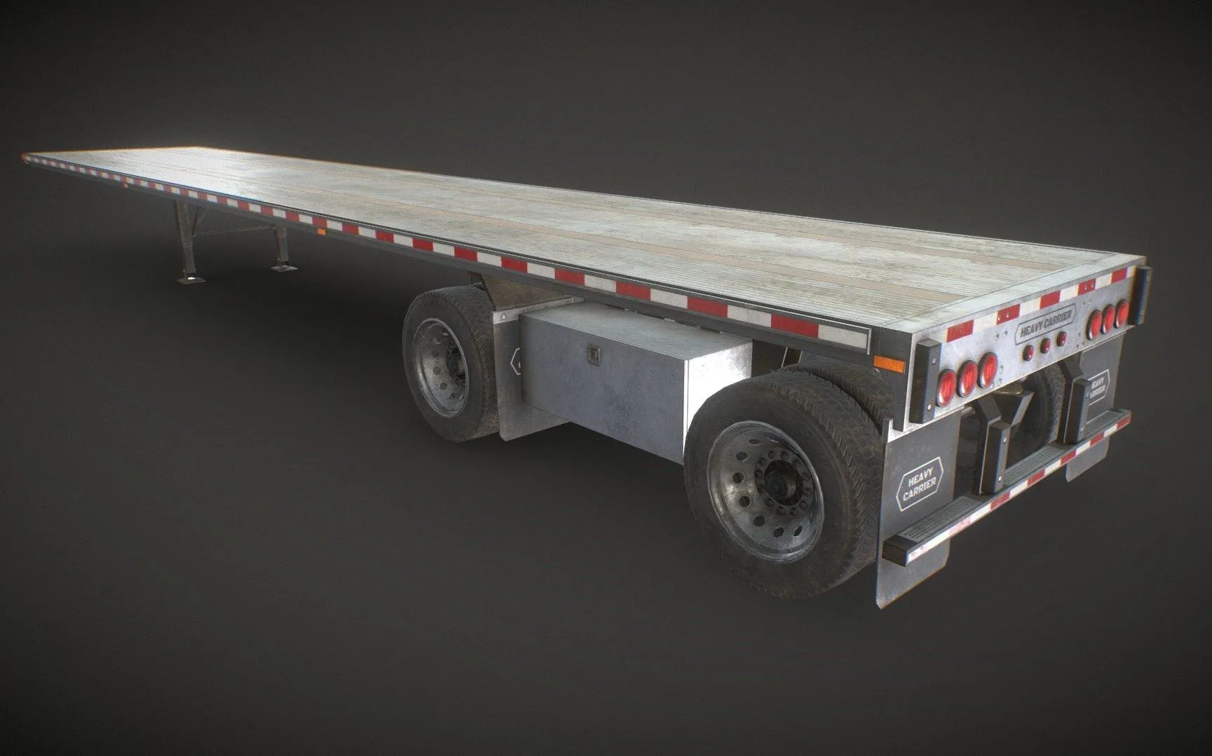 PBR Game 3D Models – Semi Trailer Flatbed Low Poly