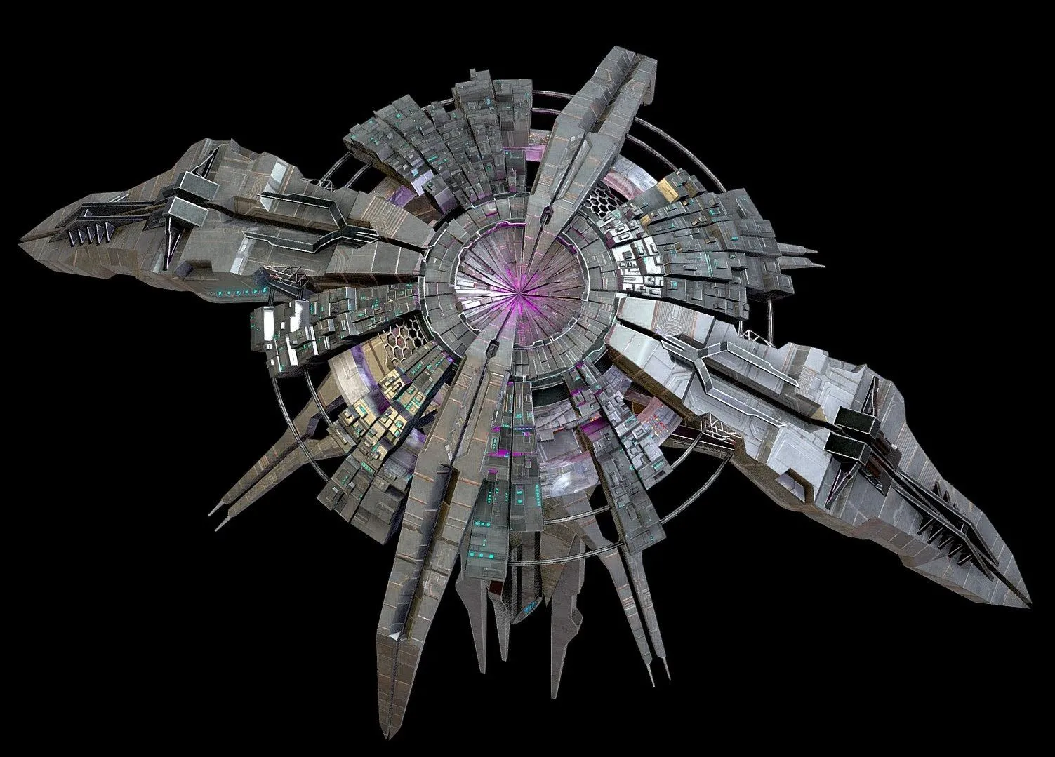 PBR Game 3D Models – Spaceship Sci Fi Umbrella Mothership Lowpoly