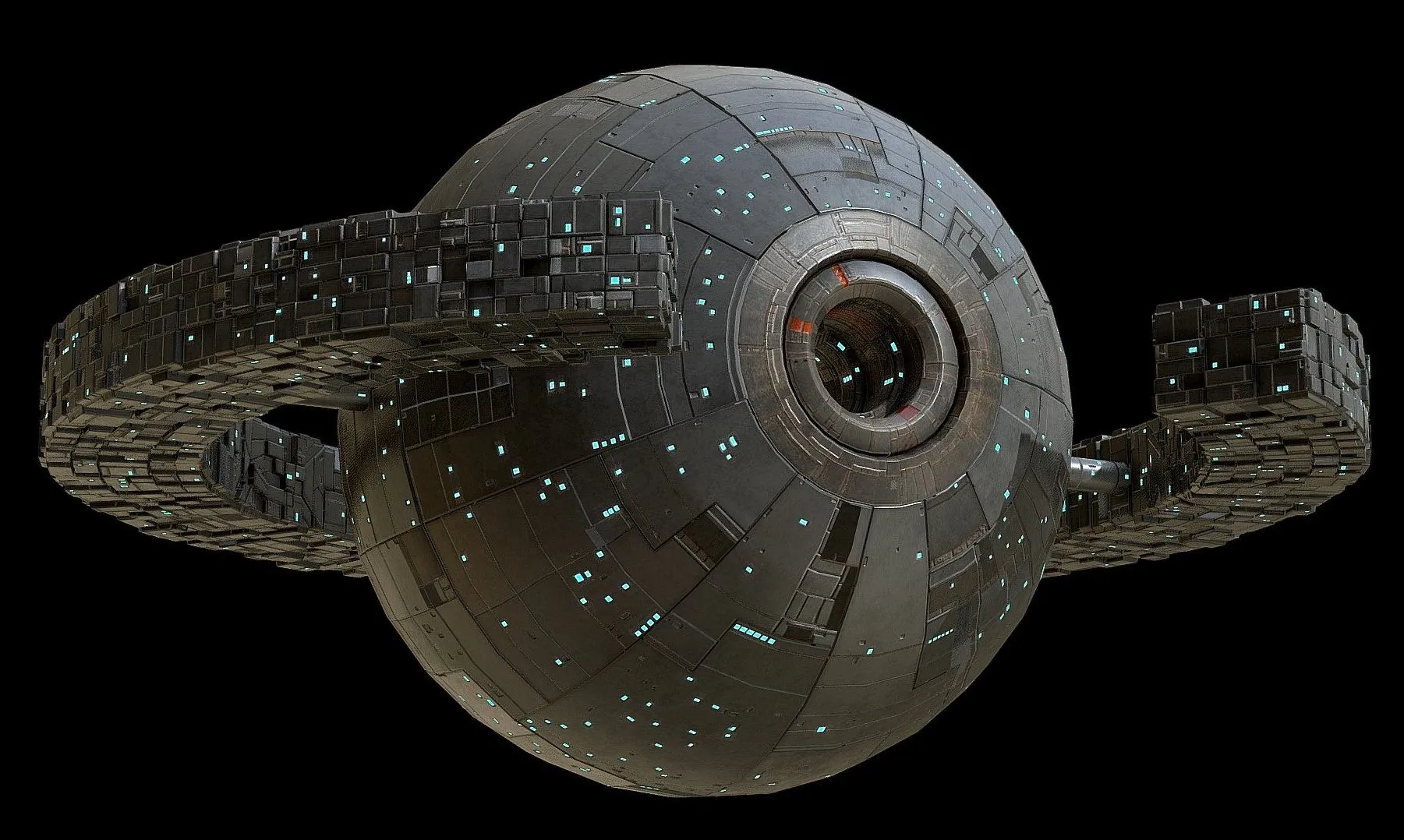 PBR Game 3D Models – Sphere Spaceship Headquarter Mothership Lowpoly