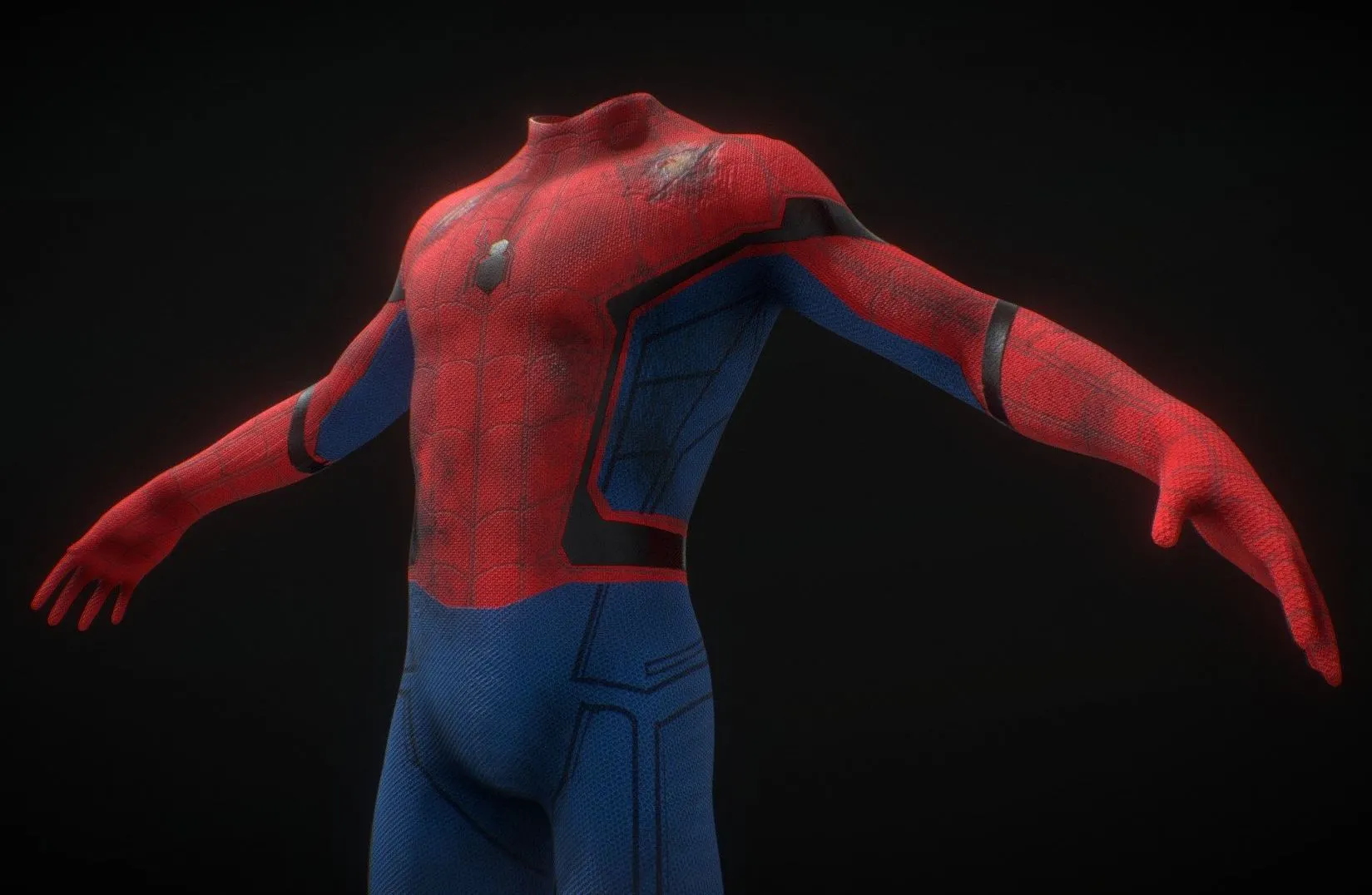 PBR Game 3D Models – Spider Man Battle Damaged Stark Suit