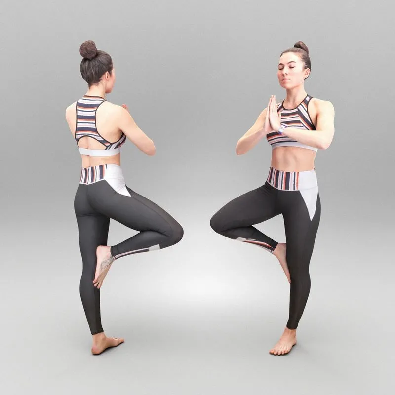 PBR Game 3D Models – Sporty young woman meditating 378