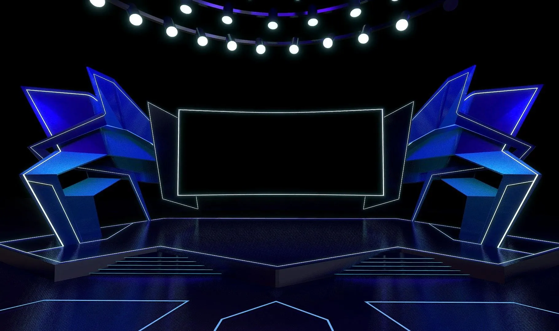 PBR Game 3D Models – Stage Ready For Virtual Events Baked