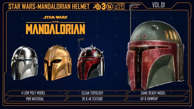 PBR Game 3D Models – Star-Wars Mandalorian Helemt