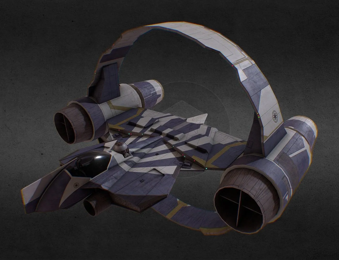 PBR Game 3D Models – Star Wars Plo Koons Delta 7 Jedi Starfighter