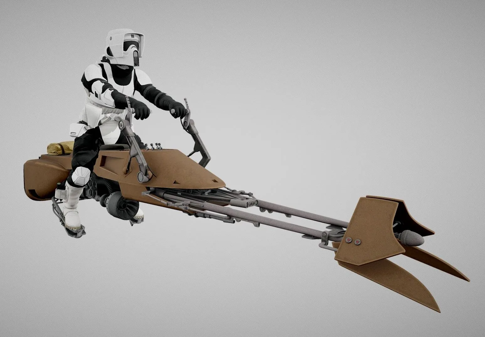 PBR Game 3D Models – Star Wars Scout Trooper With Bike