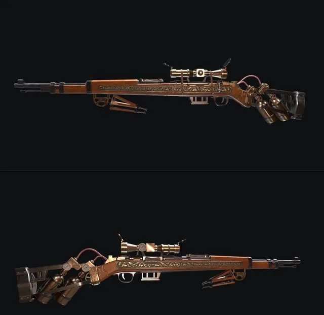 PBR Game 3D Models – Steam Rifle