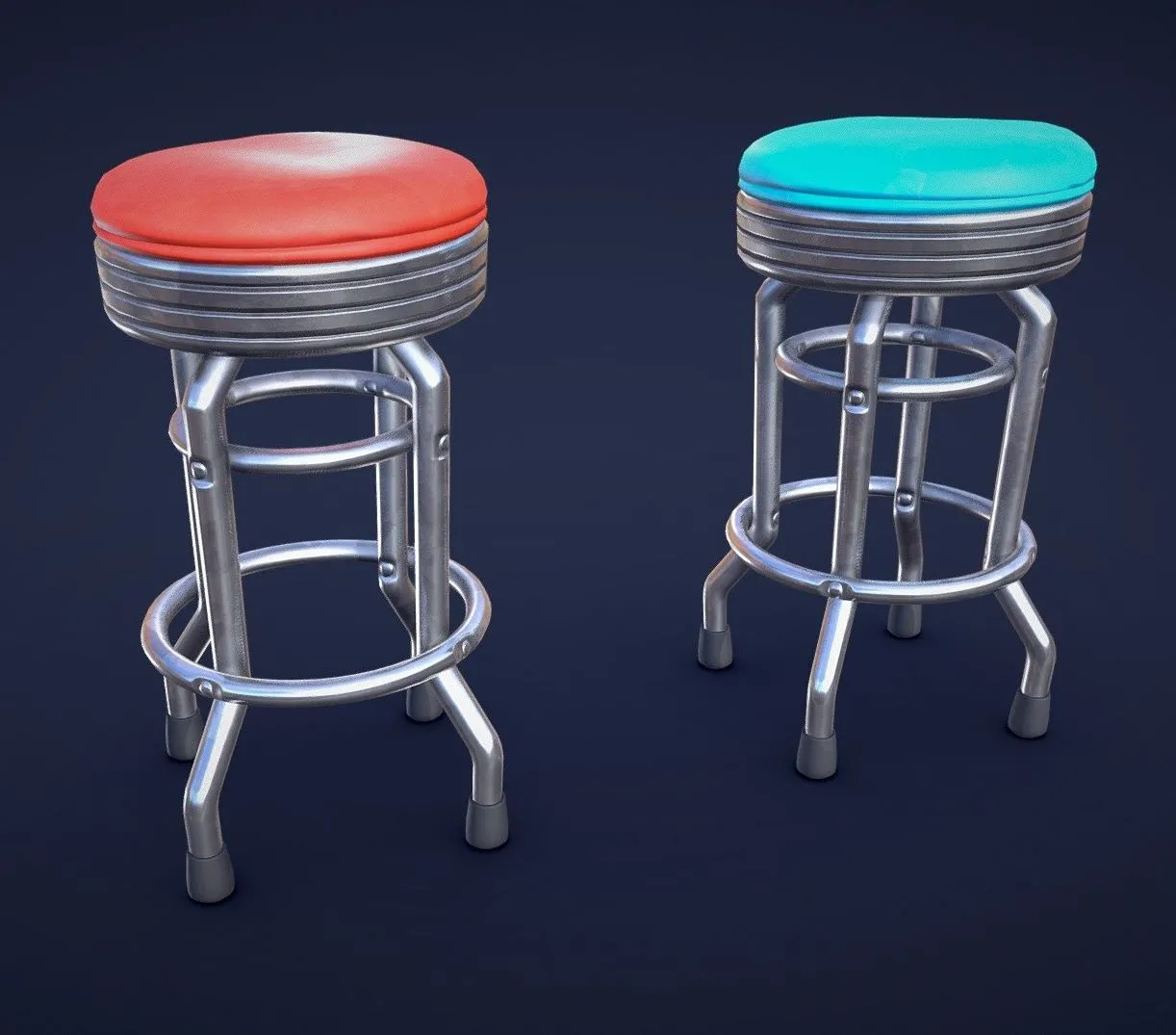 PBR Game 3D Models – Stylized Diner Bar Stool Low Poly