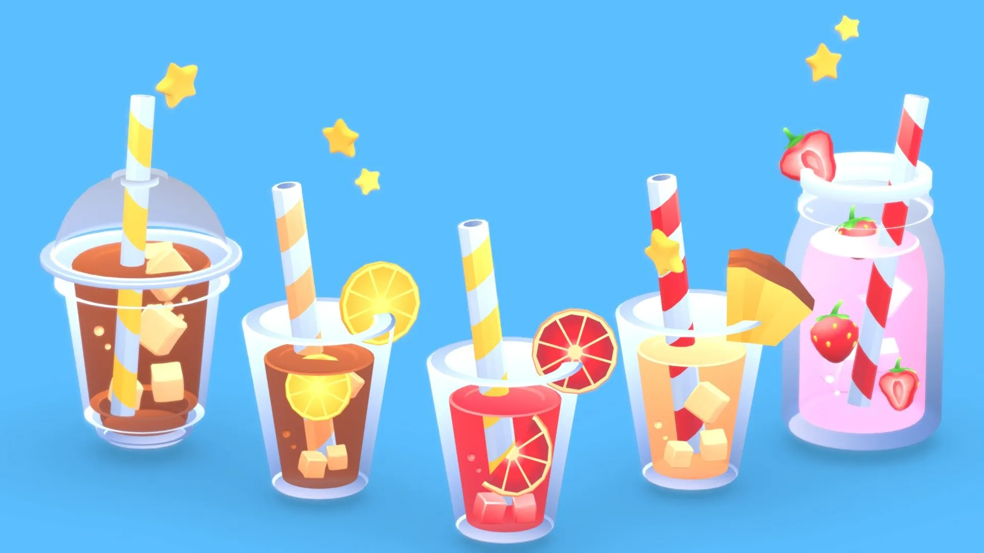 PBR Game 3D Models – Stylized Food And Drinks Softdrinks