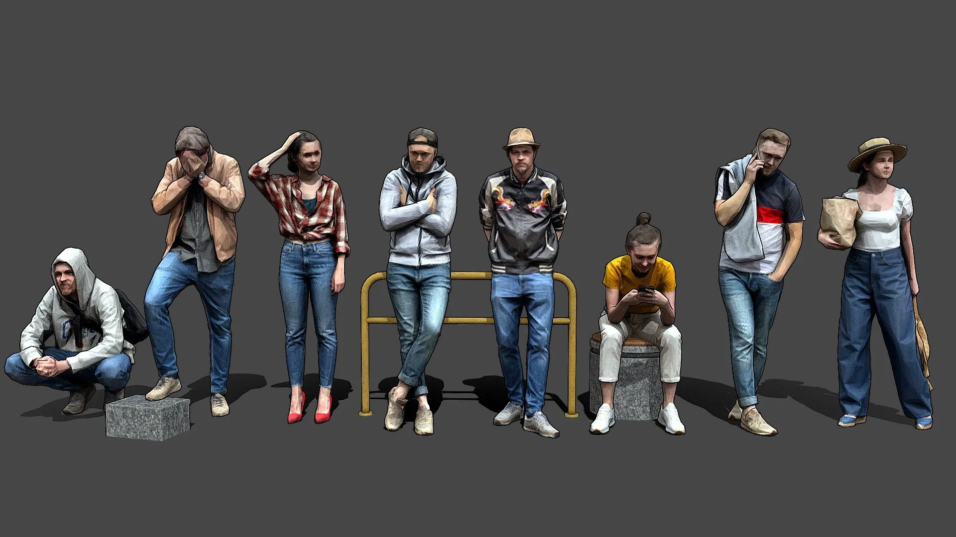 PBR Game 3D Models – Stylized Lowpoly People Casual Pack Vol8
